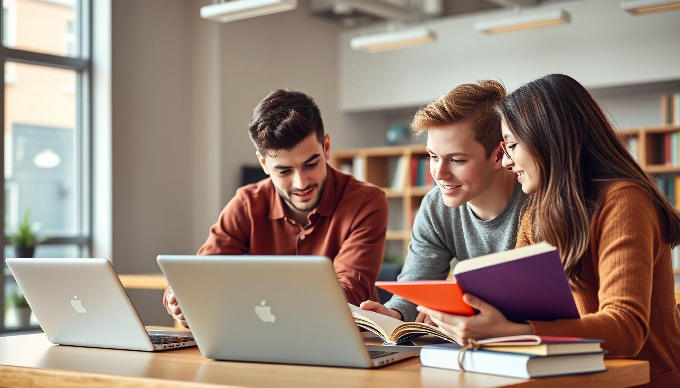 Student using learning strategies while studying